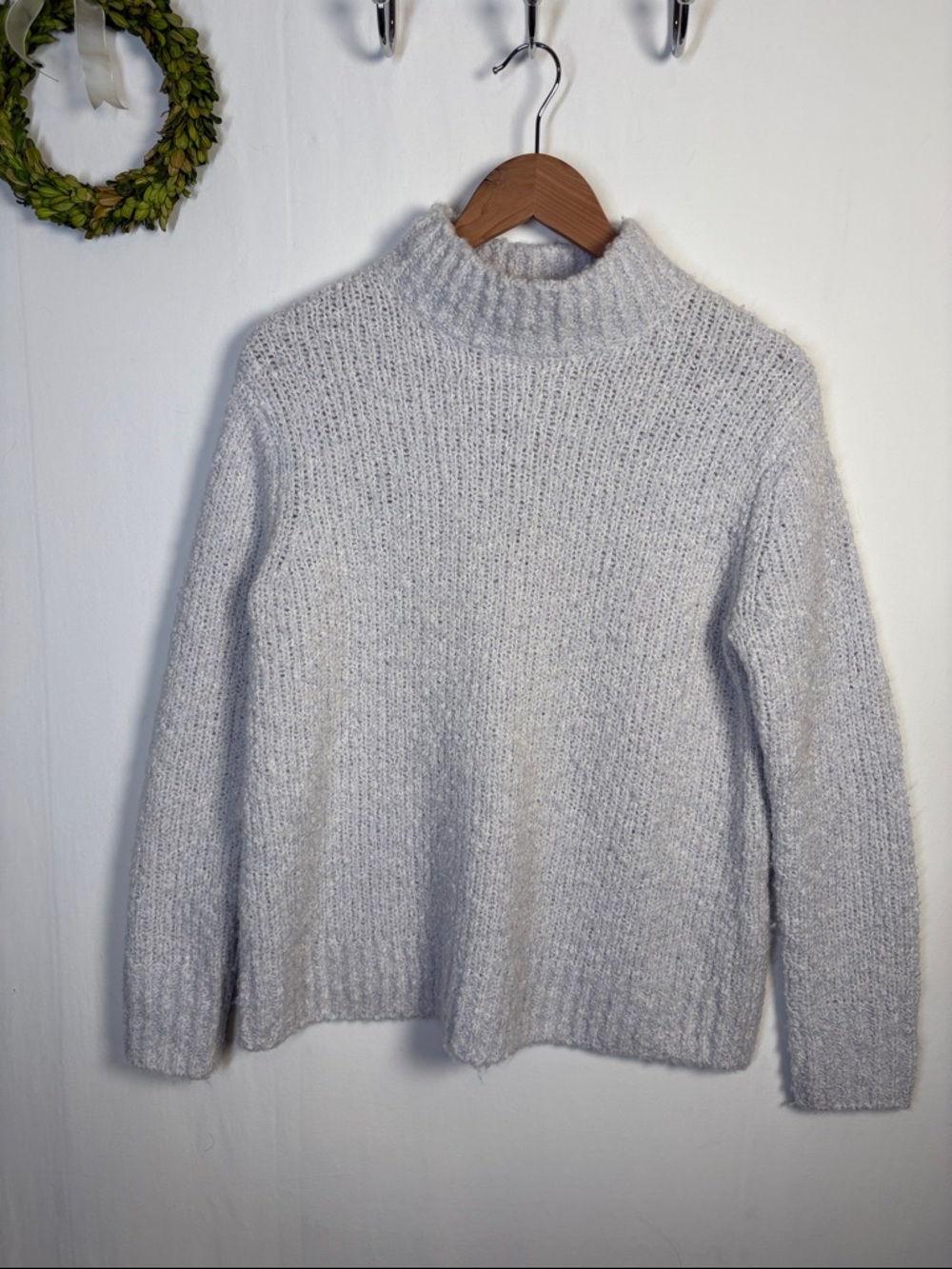 VINCE Cashmere Wool and Silk Blend Mock Neck Textured Chunky Sweater size small